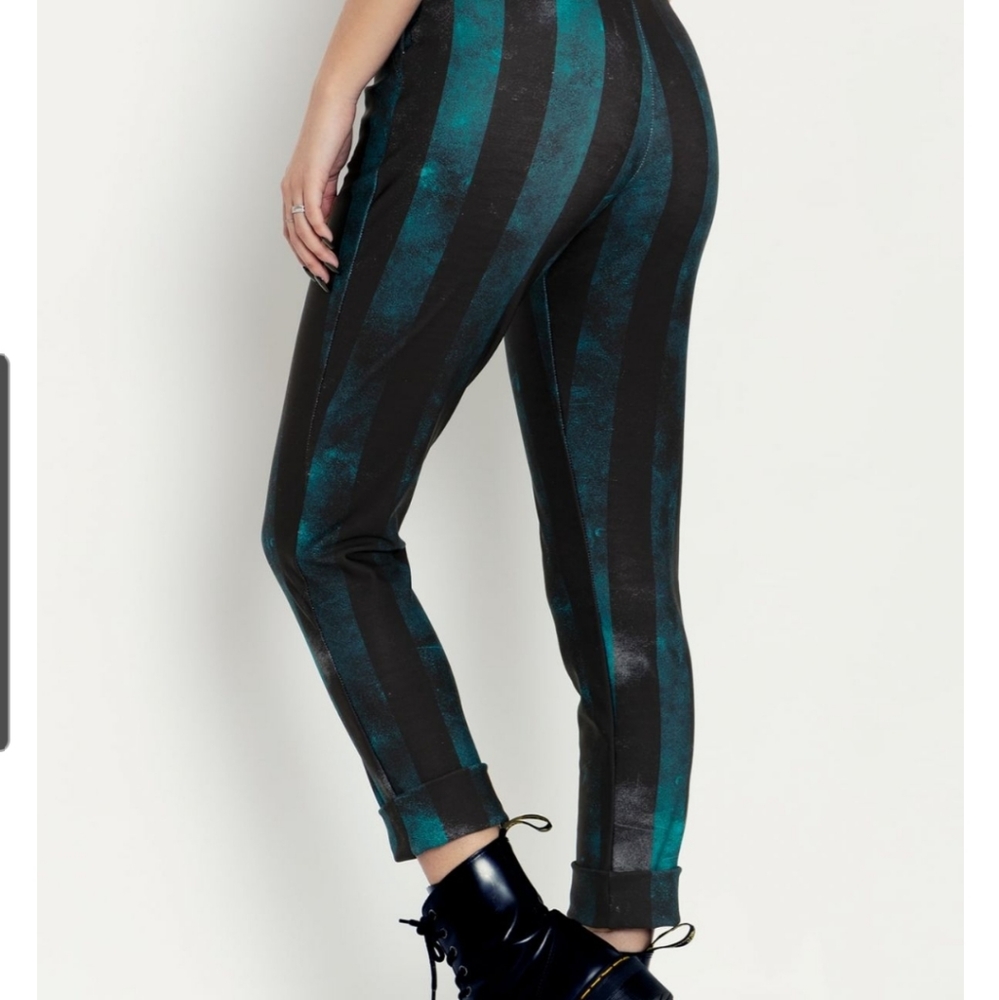 Blackmilk Decayed Stripes Blue Cropped Pants XXL